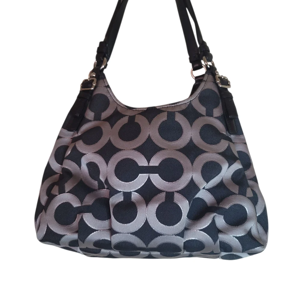 COACH  Black & Grey C Pattern Shoulder Bag - Picture 2 of 7